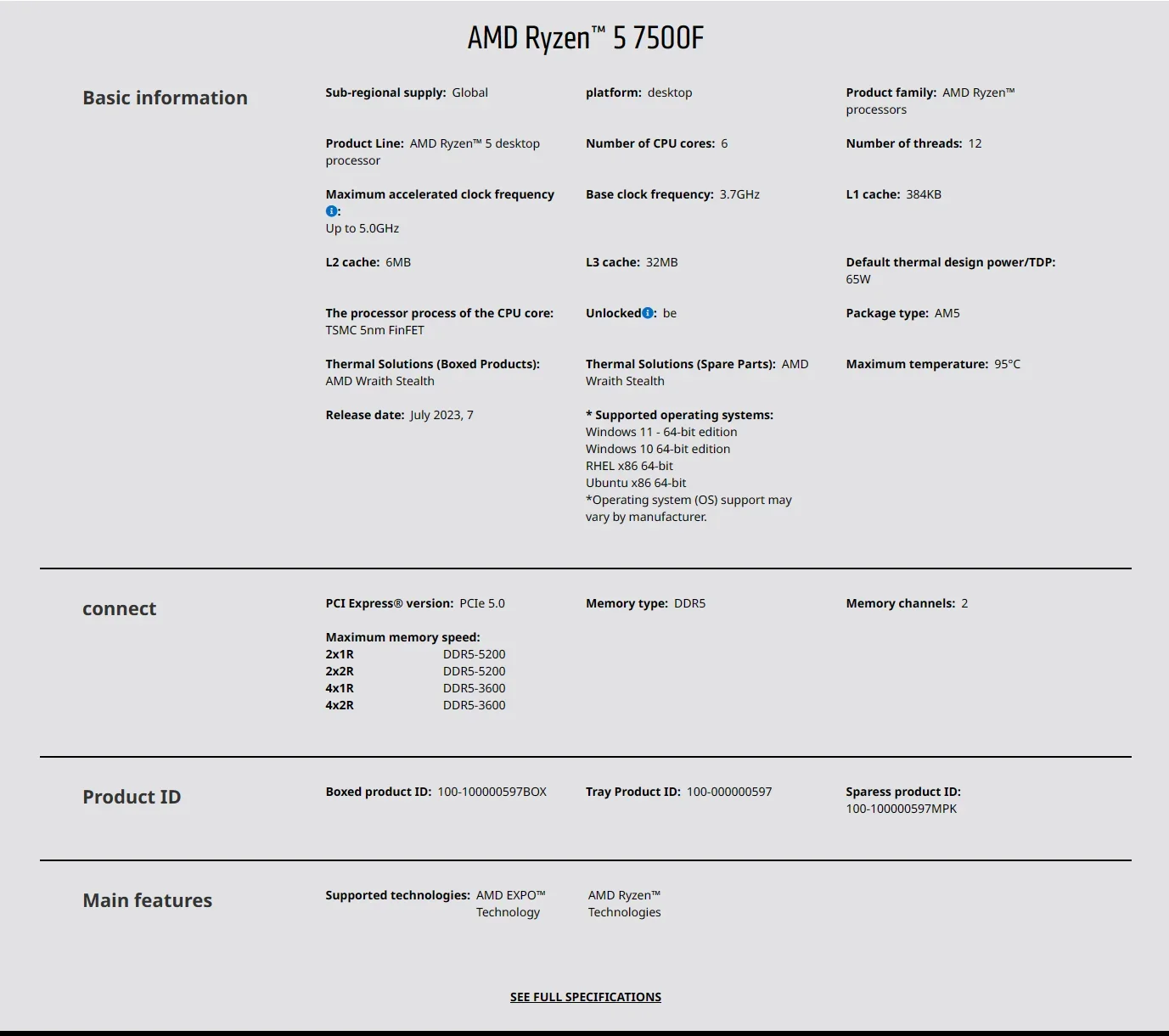 AMD Ryzen 5 7500F 3.7GHz 6-Cor - Pc Gaming Cpu avaliação e preço