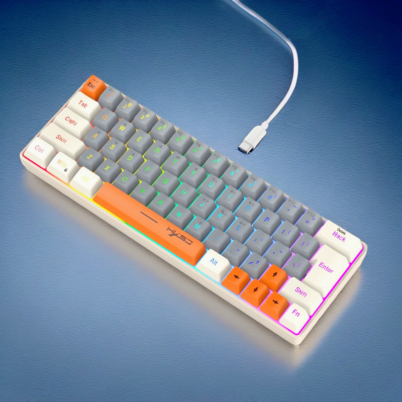 Keyboard RGB USB wired 63 keys - Pc Gaming Orange avaliação e preço