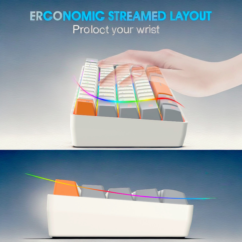 Keyboard RGB USB wired 63 keys - Pc Gaming Orange avaliação e preço