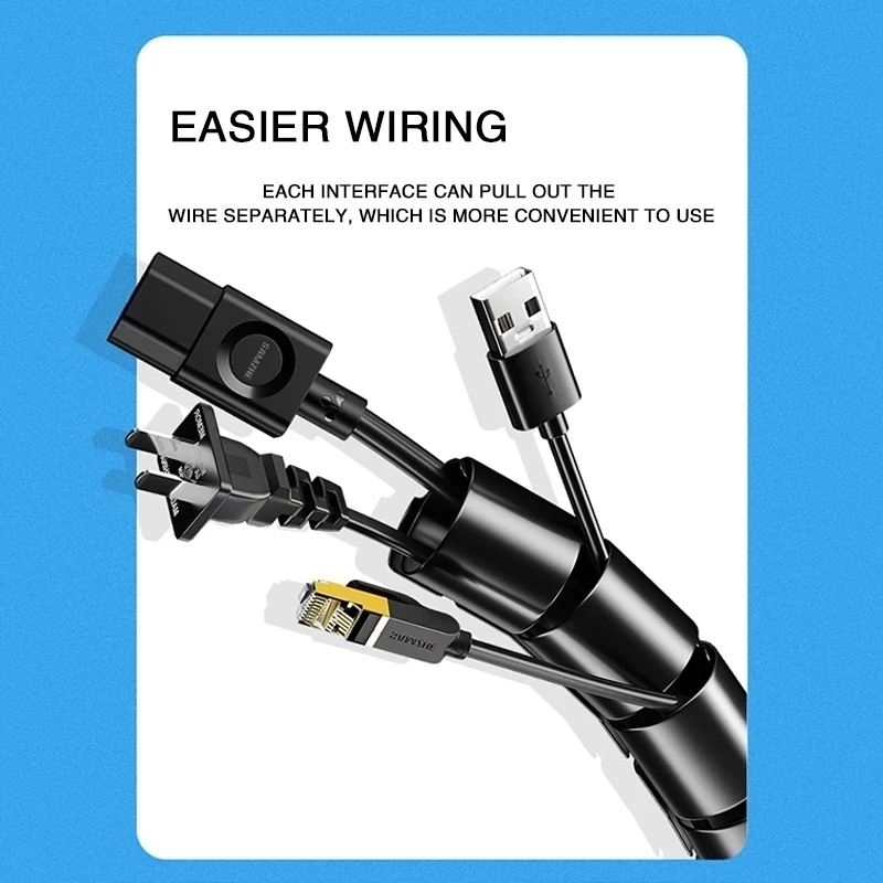 2M/1M Flexible Spiral Cable Wi - Cable Management Sleeve avaliação e preço