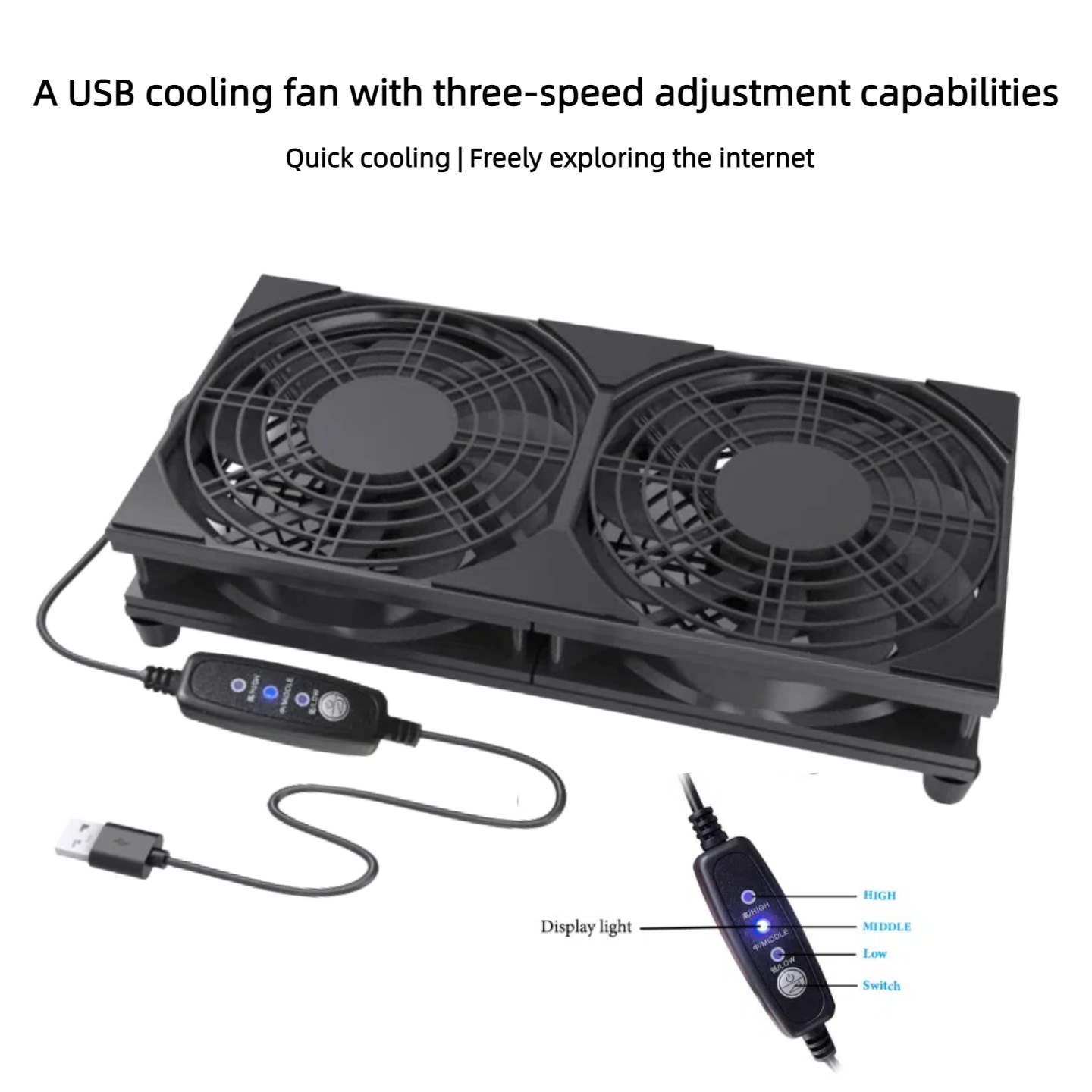 Dual USB Cooling Fan with 3-Sp - Pc Gaming Ff avaliação e preço