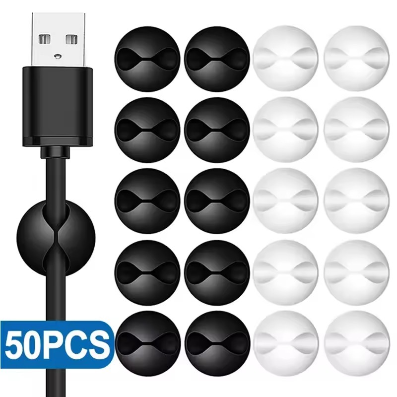 5/50Pcs Desktop Wall Cable Cli - Cable Management Sleeve avaliação e preço