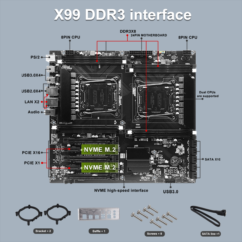 X99 Dual-socket Cpu Motherboar - Pc Gaming Cpu avaliação e preço